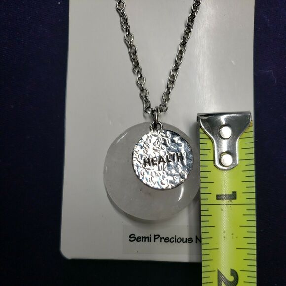 Crystal Health Semi Precious Real Quartz Stone, 28" Silver Tone Chain, NWT - Picture 8 of 10